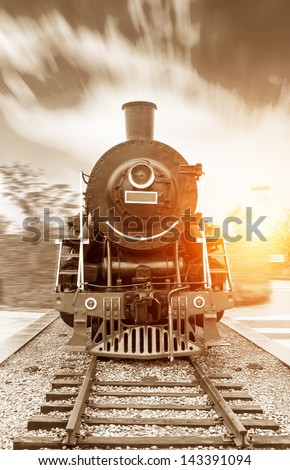Vintage Black Steam Powered Railway Train