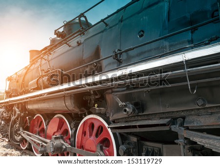 vintage steam powered railway train