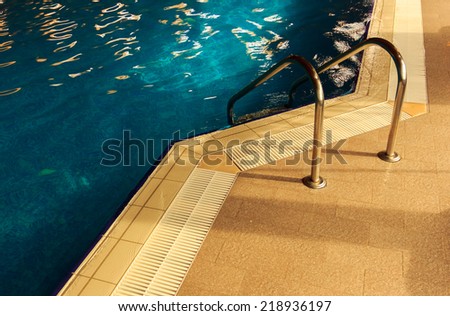 Relaxing swimming pool with clean water at spa