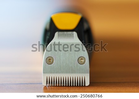 Macro shot of beard trimmer blades with blurred background