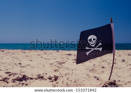 Pirate flag on the beach