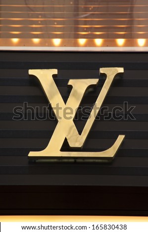 Florence, Italy - December 8, 2011: Louis Vuitton Florence Store Logo Italy Mounted On The Marble Wall Of Louis Vuitton Store At Via De\' Tornabuoni, The Heart Of Florence High-Class Shopping District