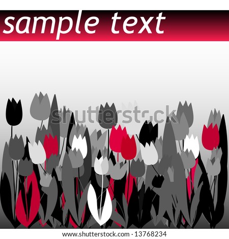Black and red tulip pattern with field for sample text. Vector version is in my portfolio