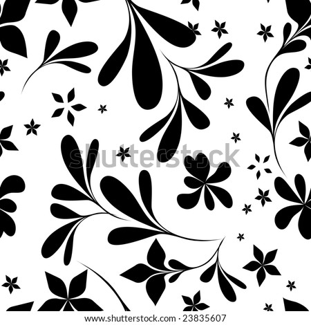 stock vector : seamless black & white flower wallpaper