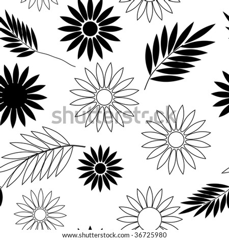 black and white flowers background. lack and white flower