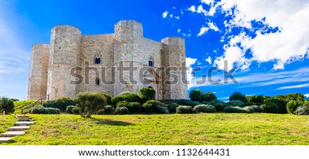 Unique octagonal castle  Castel del Monte - UNESCO World Heritage site, Puglia, Italy