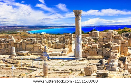 Antique Cyprus - Kourion temple over sea, popular touristic attraction and landmark