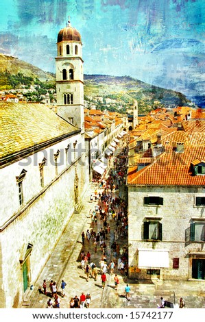 ancient Dubrovnik - artistic picture in painting style