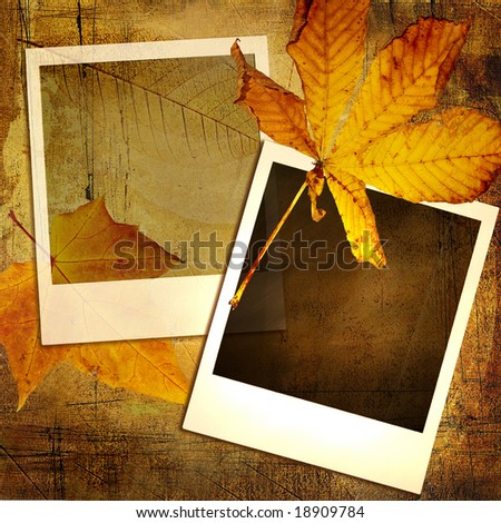 vintage autumn background with old photo frames