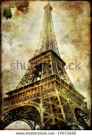  Picture  Eiffel Tower on Old Paris  Vintage Series   Eiffel Tower Stock Photo 19613668