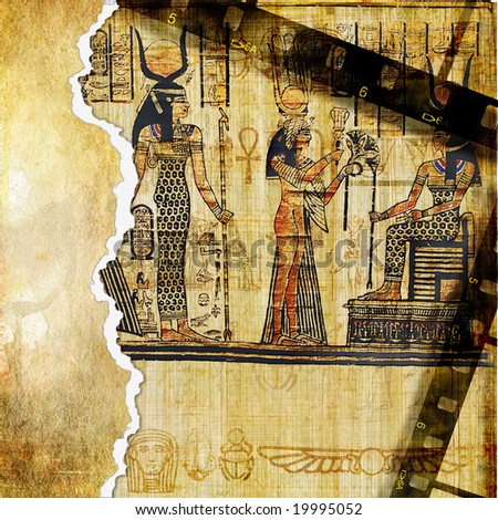 vintage background with egyptian fragments