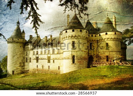 medieval castle - picture in painting style