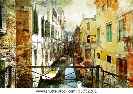 pictorial Venetian streets - artwork in painting style