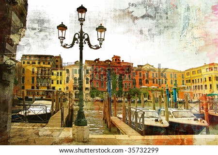 Venice on sunset - artwork in painting style