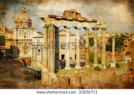 Roman forums - picture in retro style