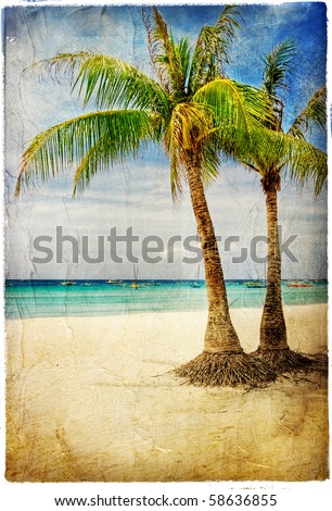 tropical beach - artwork in painting style