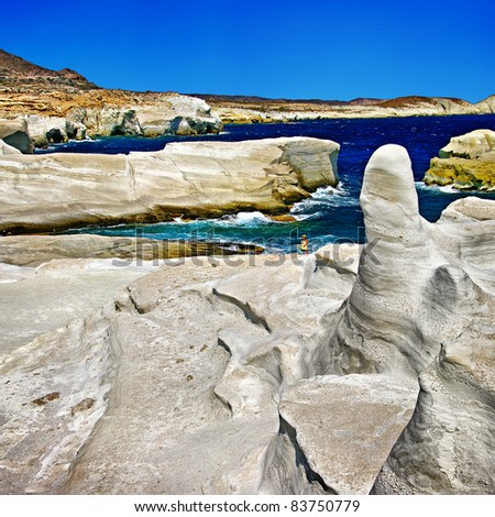 moon landscape - mineral formations on Milos island, Greek series