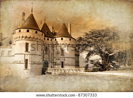 medieval castles of old France - picture in painting style