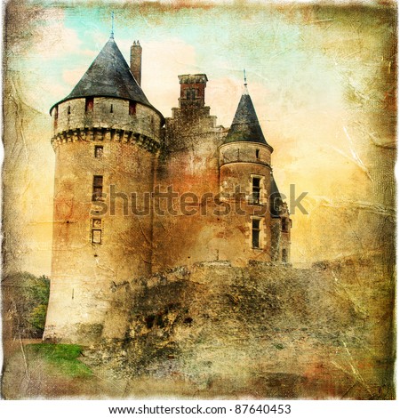 medieval castle - artwork in painting style