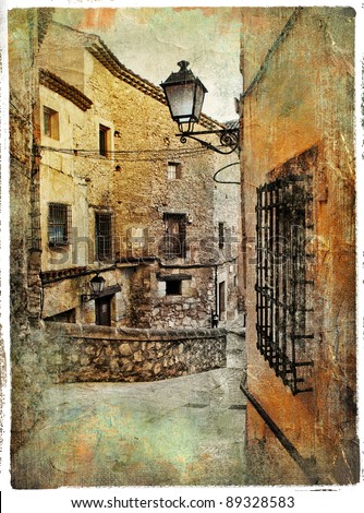 streets of medieval Spain - picture in painting style