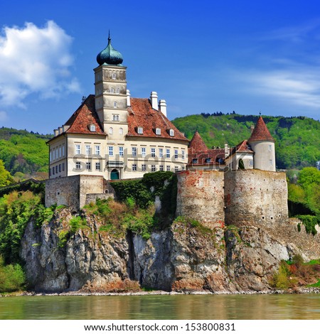 Austria scenery, old abbey castle on Danube