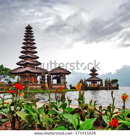 Pura Ulun Danu temple on a lake Beratan Bali Pura Ulun Danu temple on a lake Beratan Bali