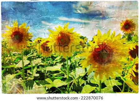 sunflowers - artistic picture in painting style