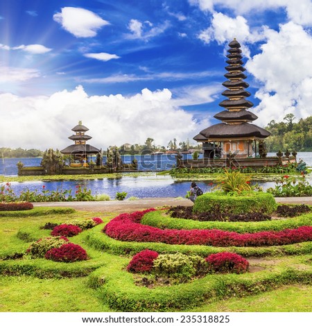 spiritual Bali Ulun Danu temple in lake spiritual Bali Ulun Danu temple in lake