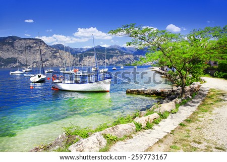 scenery of Lago di Garda- beautiful lake in northen Italy