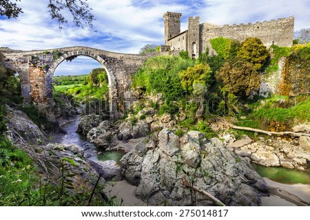 impressive ancient bridge and castle Vulci - Lazio, Italy