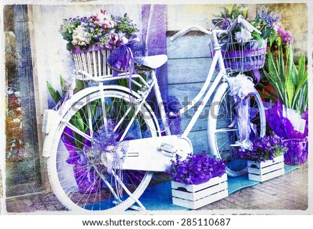 vintage floral bike - artistic picture
