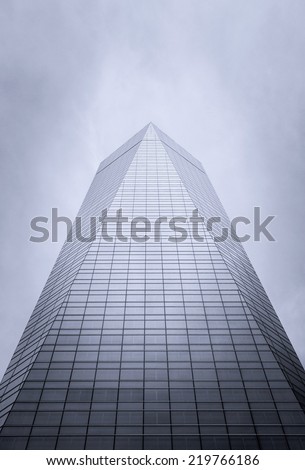 MADRID, SPAIN - MARCH 10, 2013: Cuatro Torres Business Area (CTBA). The Glass Tower skyscraper, was designed by architect Cesar Pelli and is the tallest building of Spain