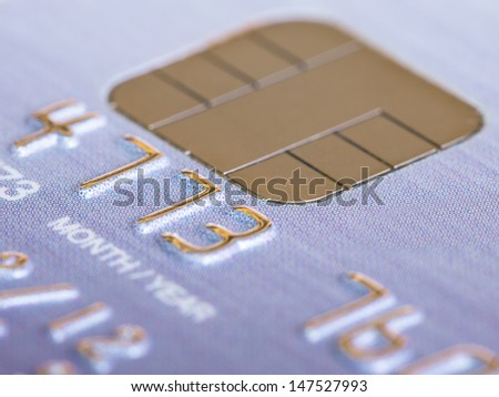 Platinum credit card with micro chip selective focus