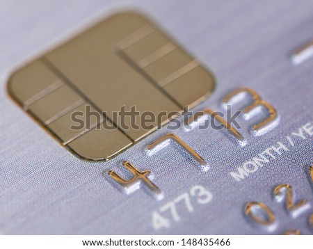 Platinum credit card with micro chip selective focus