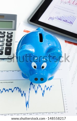 Piggy bank and financial chart for financial health check concept