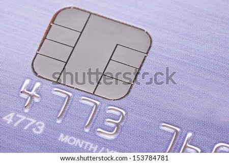 Credit card with micro chip selective focus