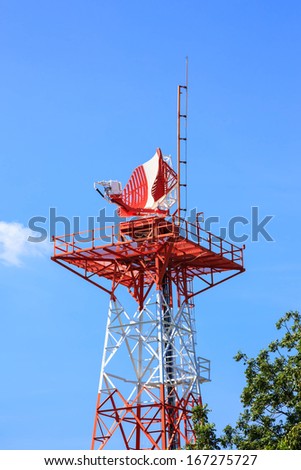 Radar tower in airport for air traffic control