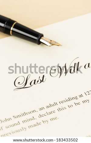 Last will on cream color paper and pen concept for legal document