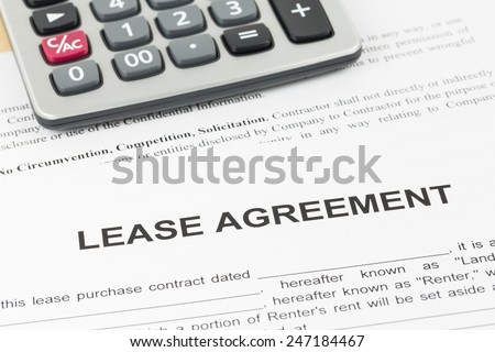 Lease agreement document with calculator