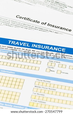 Travel insurance application form, this is mock-up