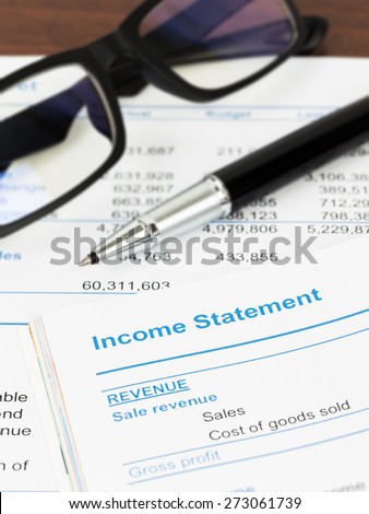 Income statement in stockholder report book; statement is mock-up