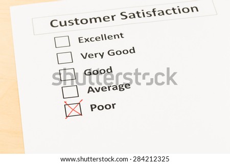 Customer satisfaction survey checkbox with poor tick