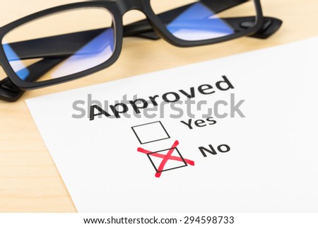 Not approved check box with glasses