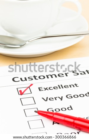 Customer satisfaction survey checkbox with excellent tick