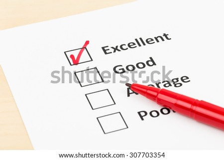 Customer satisfaction survey checkbox with excellent tick