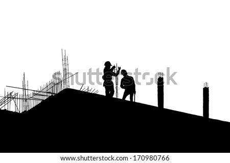 silhouette labor working in construction site