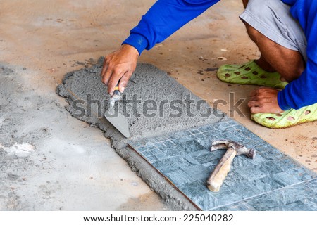 floor tile installation for house building