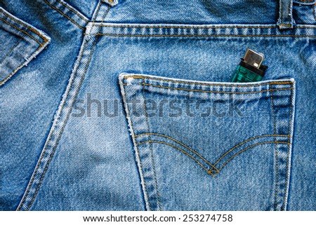 jeans bag with green zippo