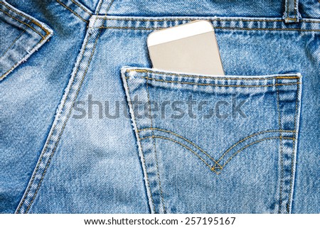 jeans bag with mobile smart phone