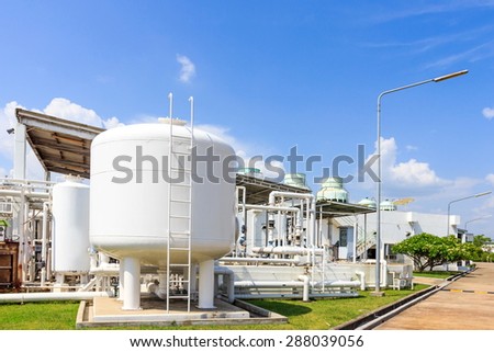 chemistry tank in factory with blue sky